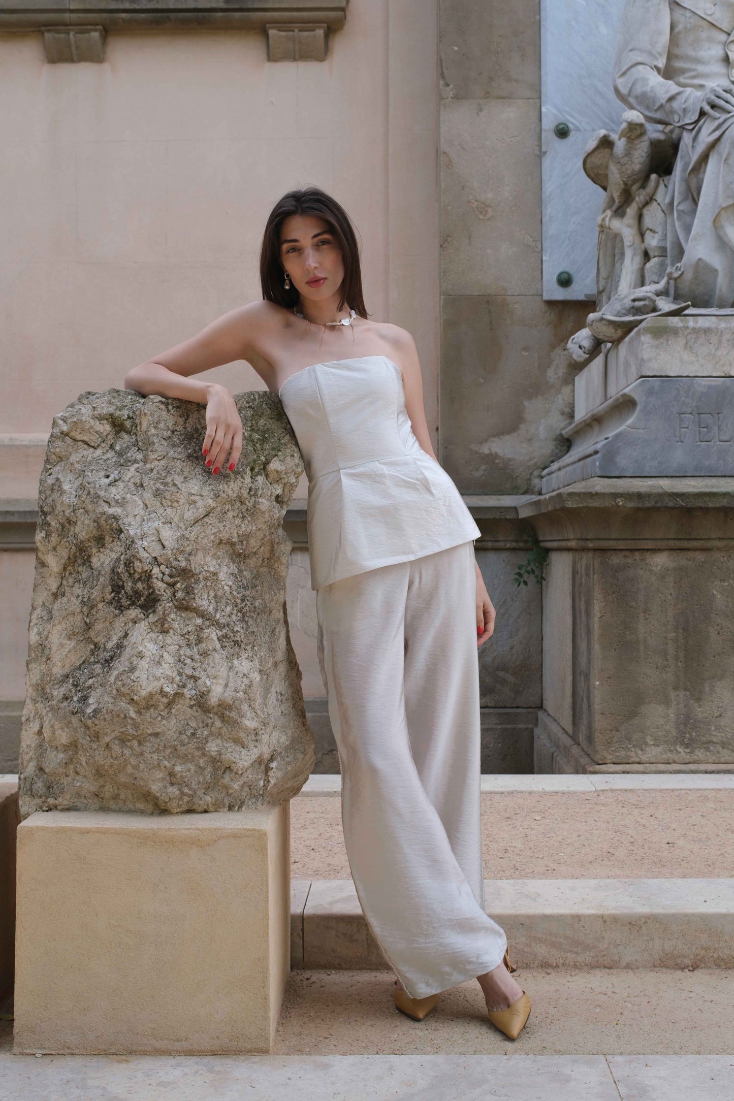 Trousers Palazzo Delos in Oyster Gray