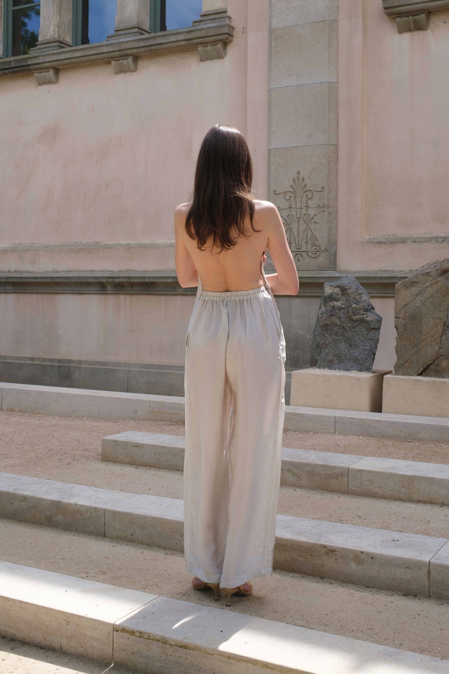 Trousers Palazzo Delos in Oyster Gray