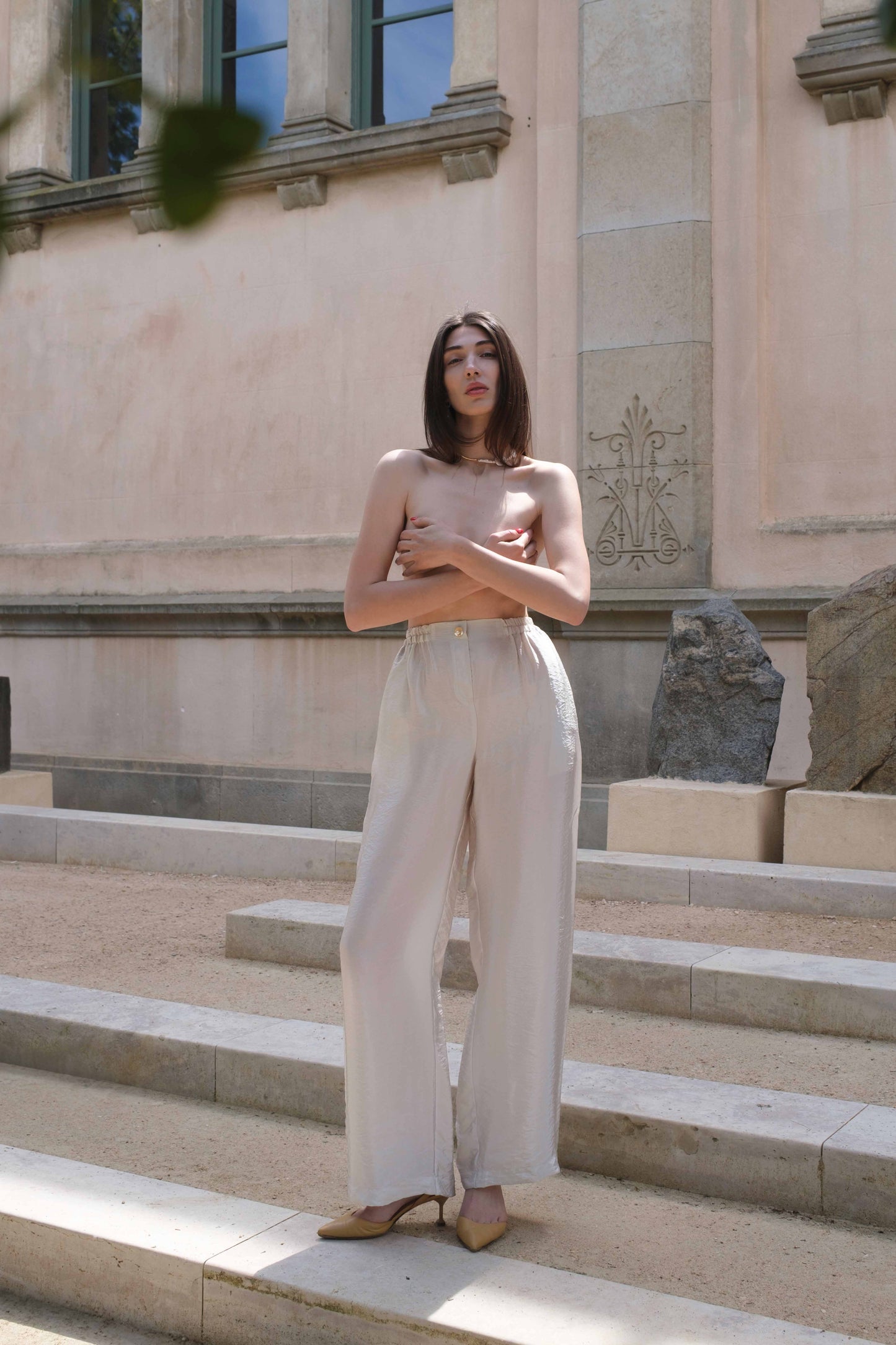 Trousers Palazzo Delos in Oyster Gray