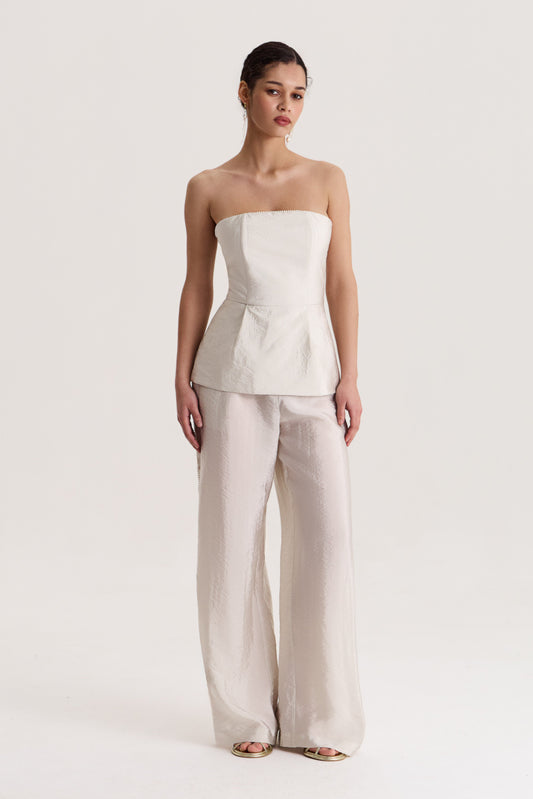 Peplum Top Delos in Oyster Gray