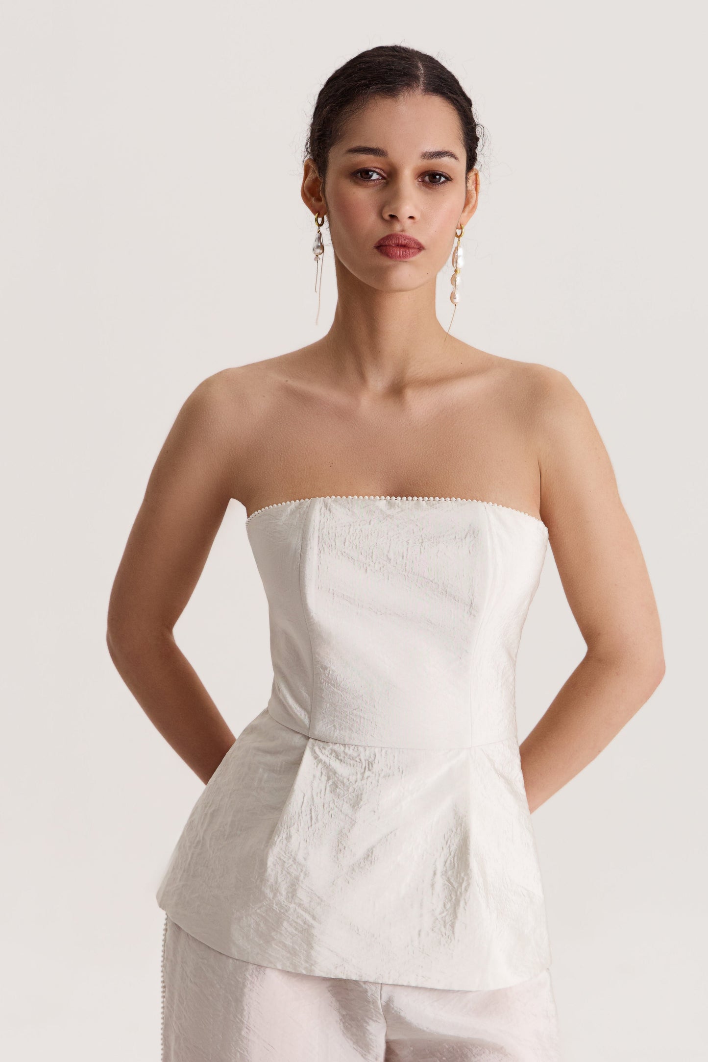 Peplum Top Delos in Oyster Gray