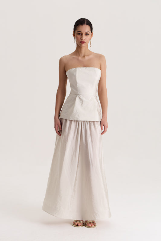 Skirt Delos maxi in Oyster-grey