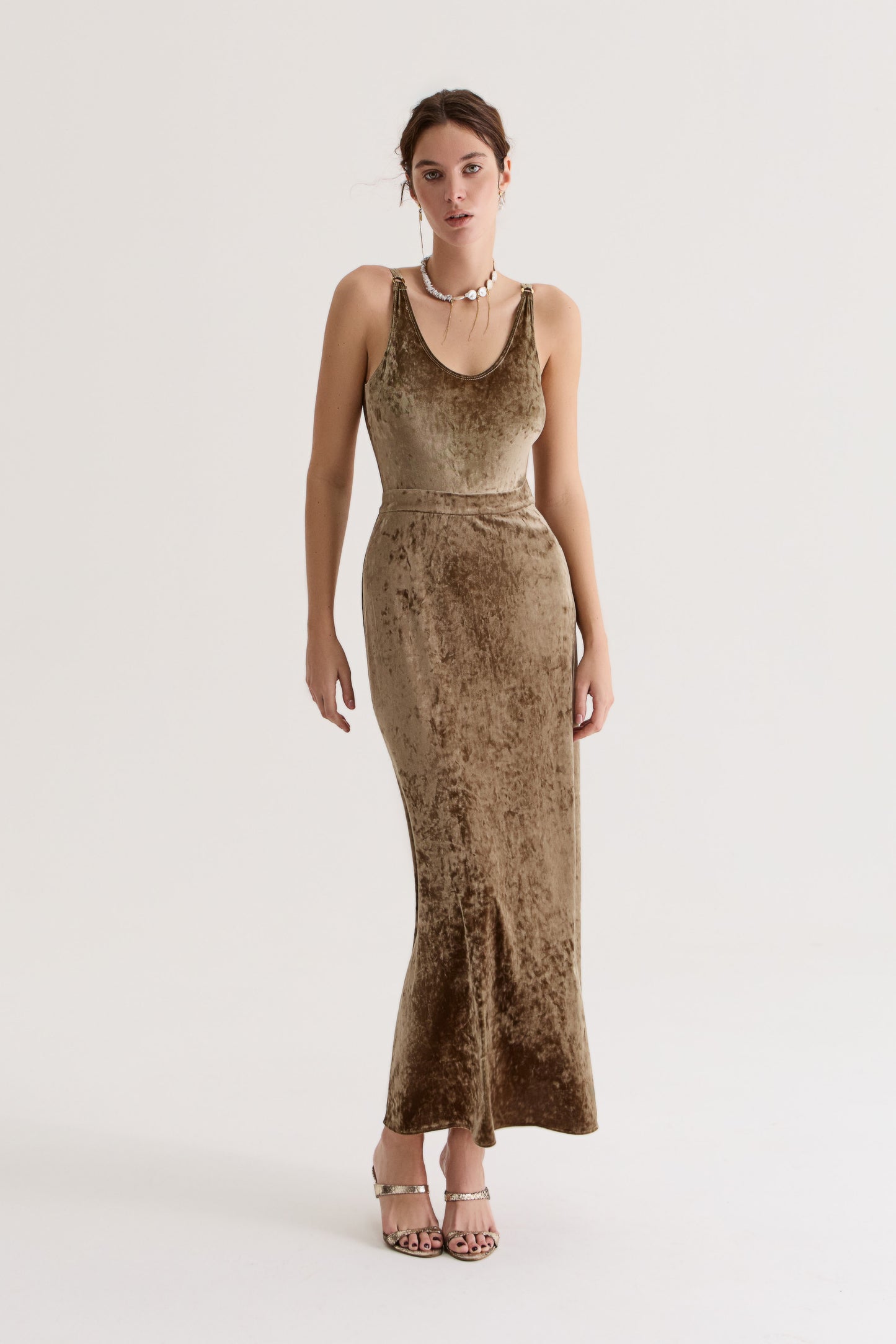 Siren's Skirt in Olive Velvet