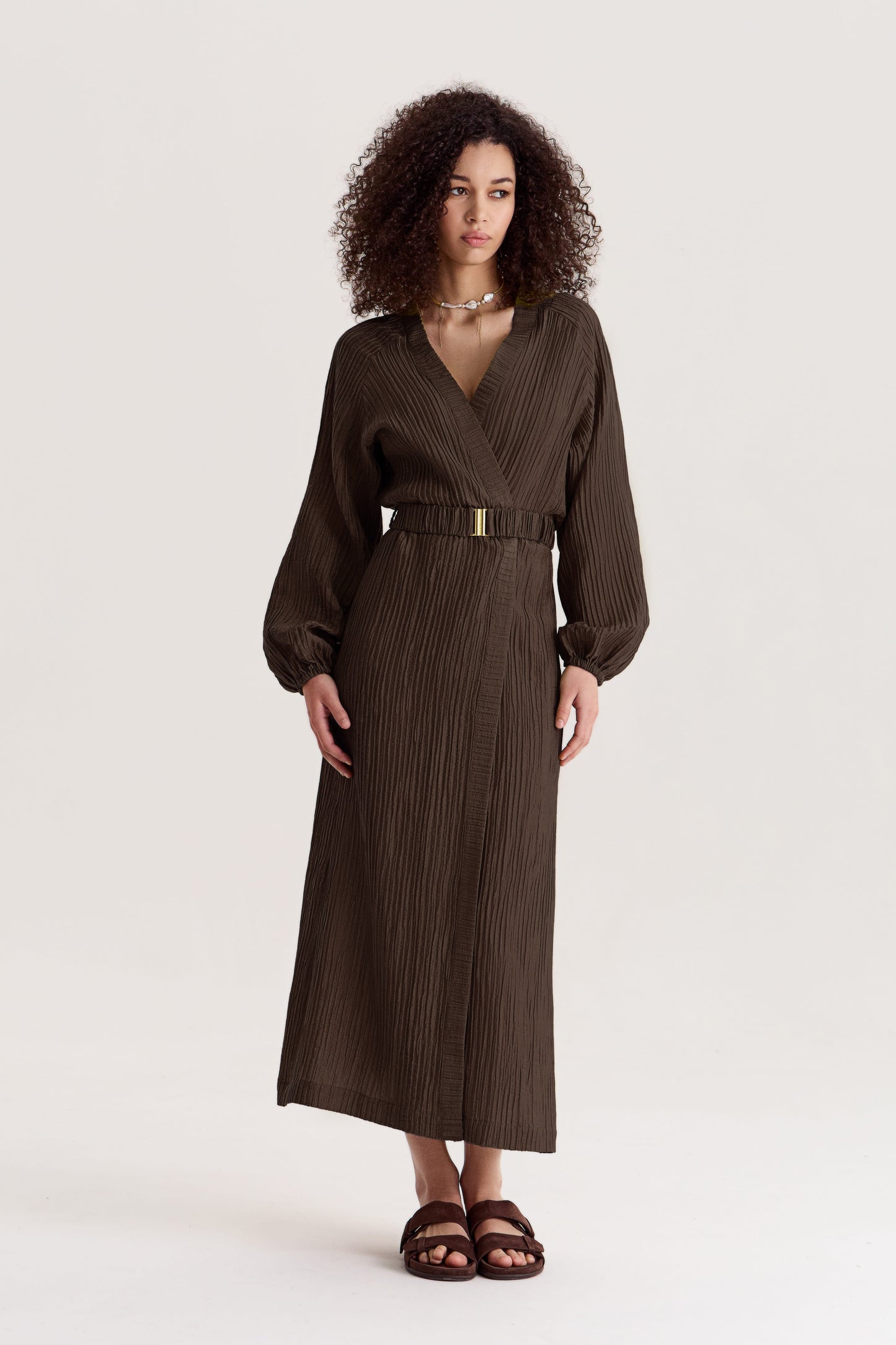 COMING SOON Evia Wrap Dress Chocolate