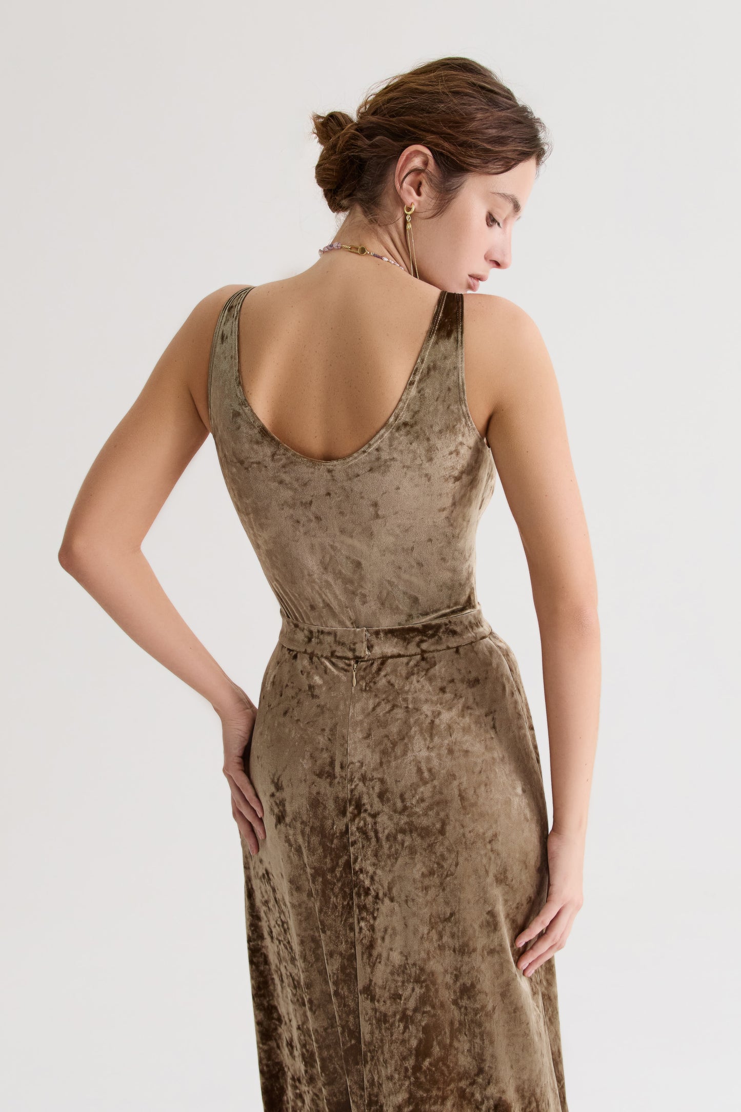 Bodysuit Éna in Olive Velvet