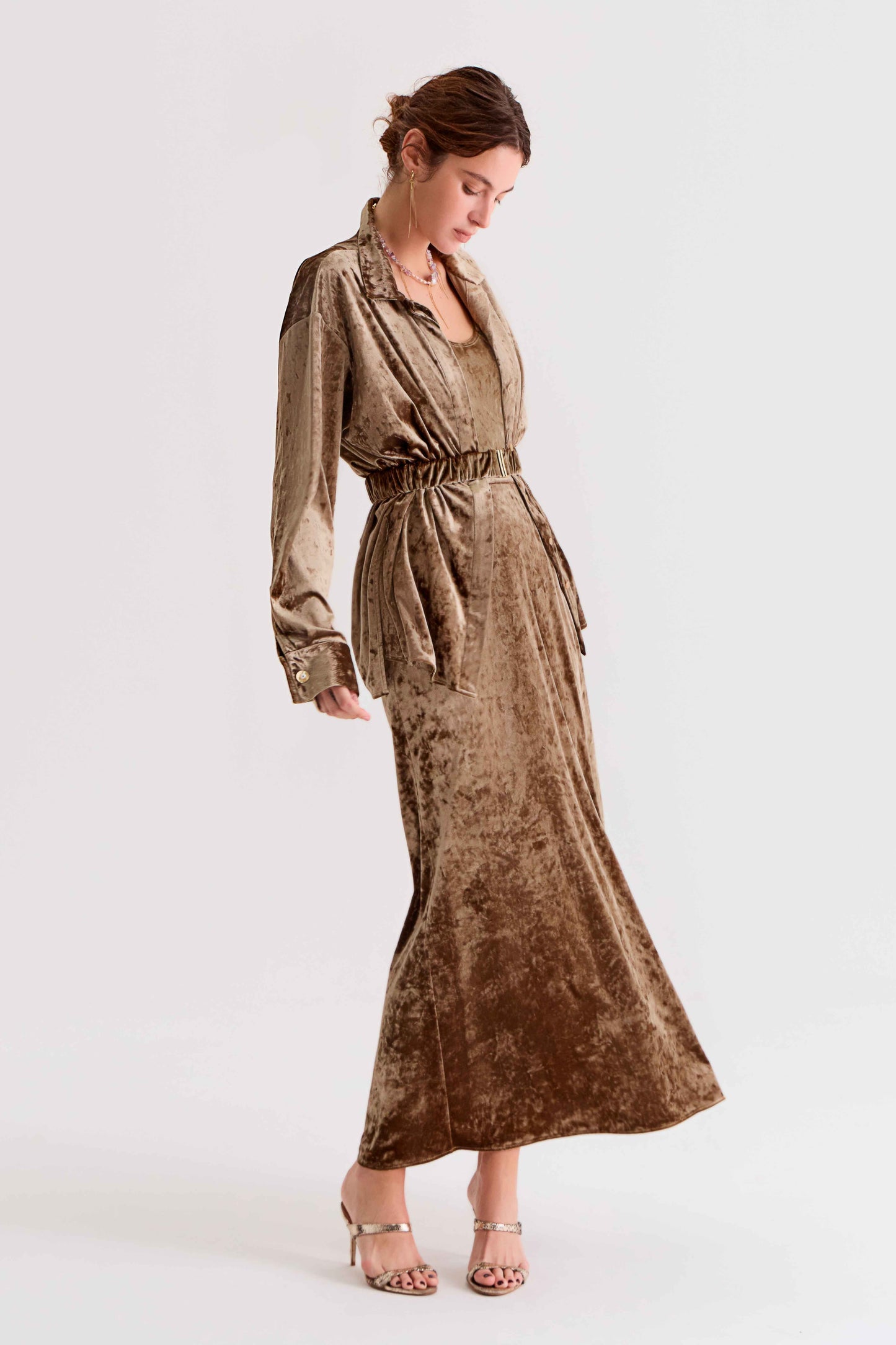 Siren's Skirt in Olive Velvet