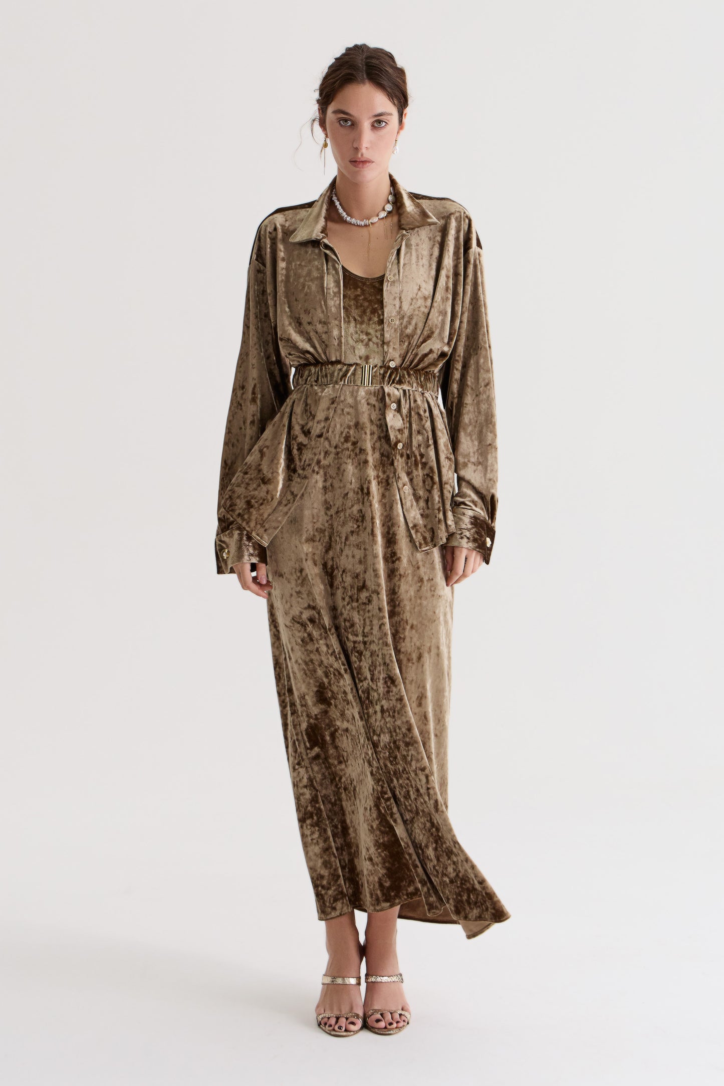 Siren's Shirt in Olive Velvet