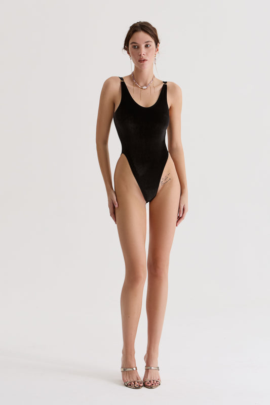 Боді Éna з чорного оксамиту