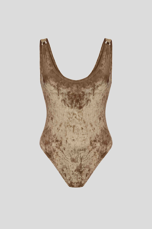 Bodysuit Éna in Olive Velvet