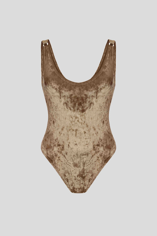 Bodysuit Éna in Olive Velvet