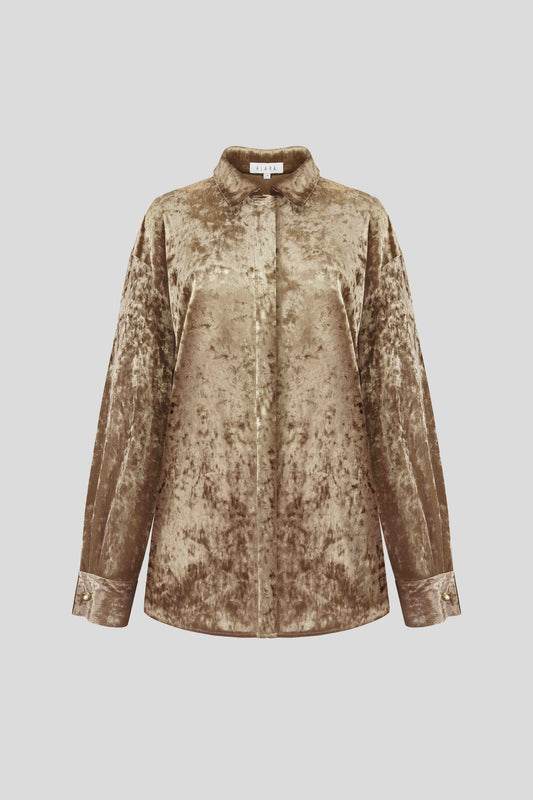 Siren's Shirt in Olive Velvet